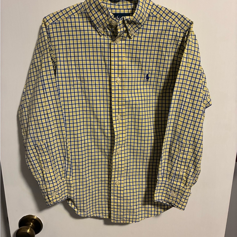 Ralph Lauren Boys size 6 Yellow and Blue Plaid Long Sleeve